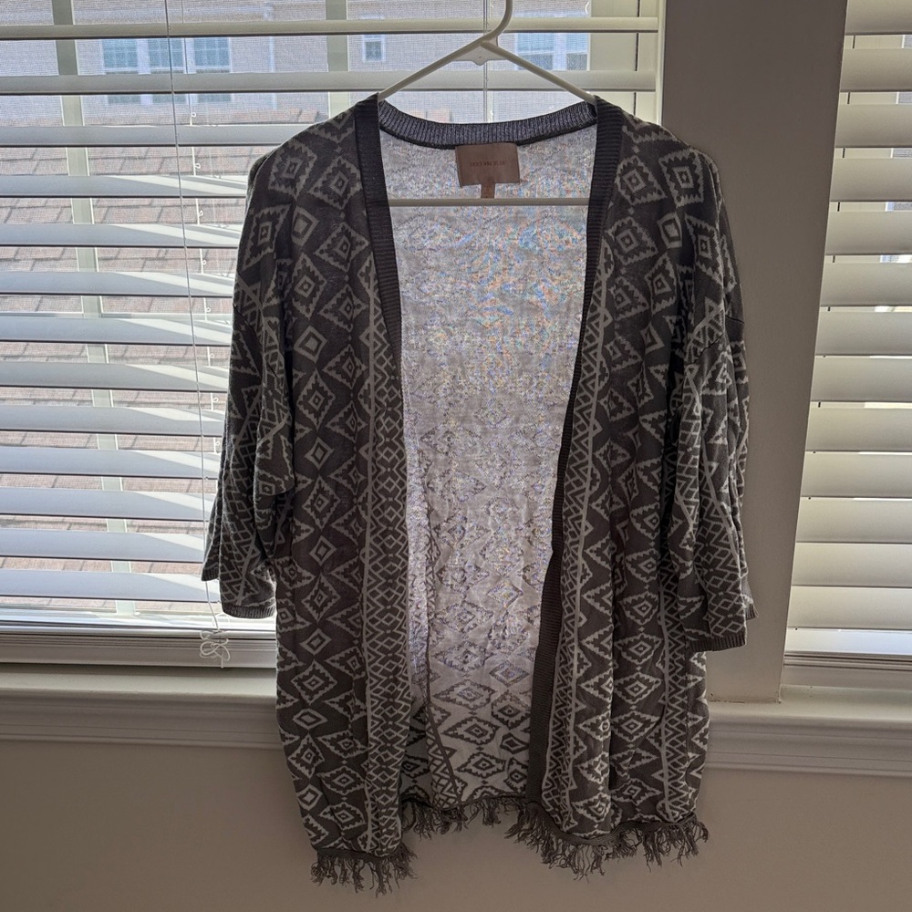 Skies Are Blue Brown and White Patterned Cardigan